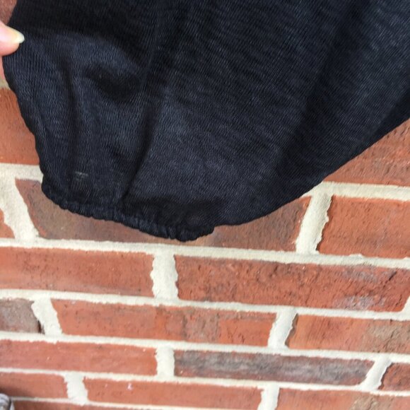 Old Navy Top Womens XXL Black Burnout Knit Crochet Detail Henley Vneck - Picture 4 of 9